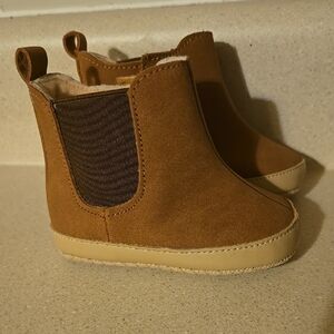 Tan Chelsea Boots with Elastic Panels and Suede Finish